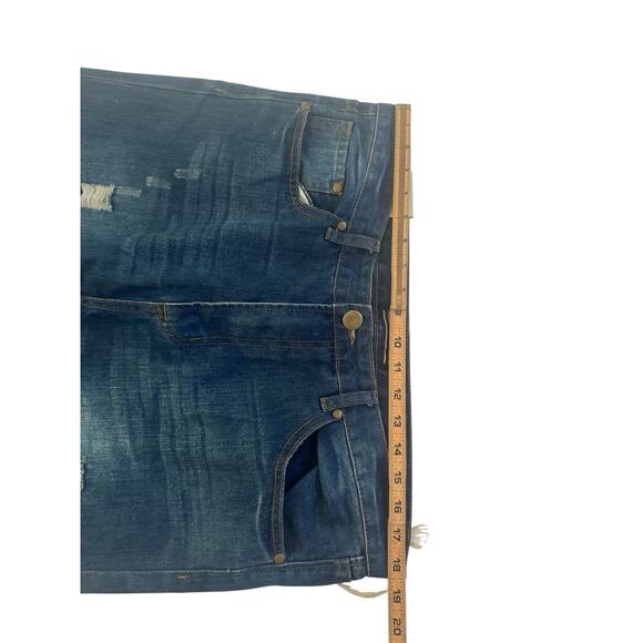 NWT American Bazi 13 Juniors Blue Boyfriend High Rise Distressed Jeans #5517 - Picture 12 of 16